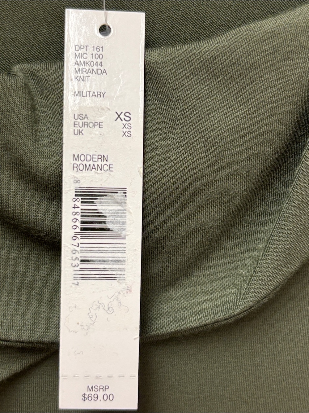 ANTONIO MELANI Olive Green Short Sleeve Draped Neck Tee - Picture 4 of 6